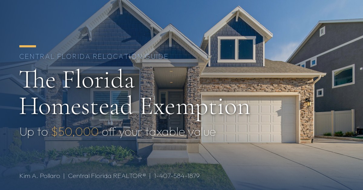 Bright Florida suburban home with palm trees and blue sky — Central Florida property tax and Homestead Exemption guide
