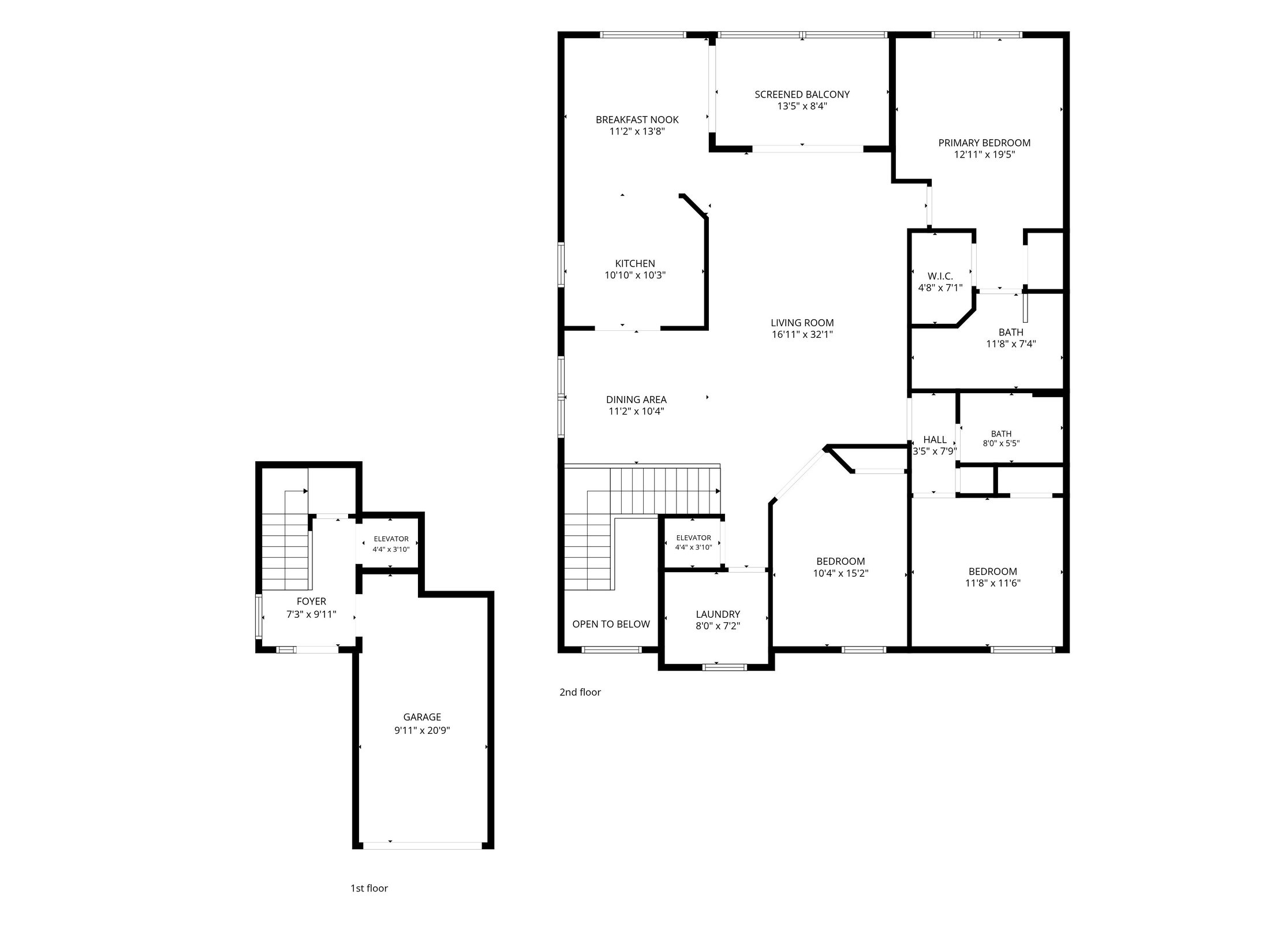 7880 Laina Lane #3 floor plan — 1st floor garage/foyer and 2nd floor living level