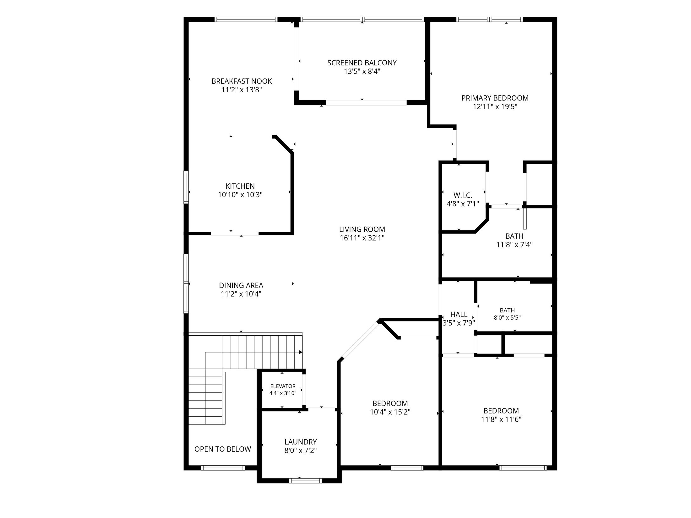 7880 Laina Lane #3 floor plan — 2nd floor living level, bedrooms and screened balcony